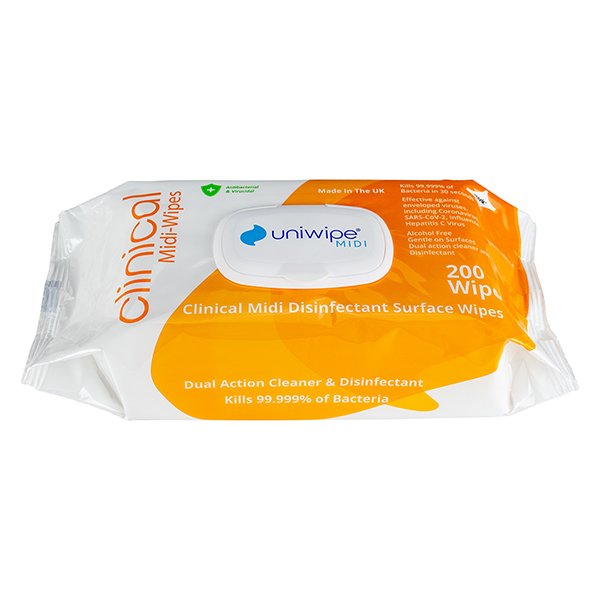 Uniwipe Clinical Unscented Alcohol-Free Virucidal Sanitising Wipe 22x20cm