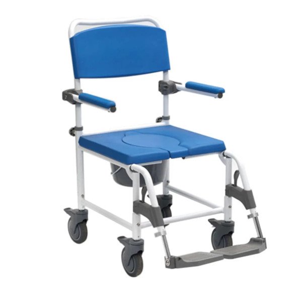 Attendant Propelled Shower Commode Chair with Footrests 18" Seat Width