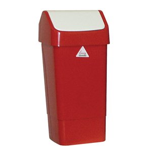 Swing Top Bin Plastic Red 50lt