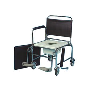 Mobile Commode Chair 22in with Footrest Height Adjustable