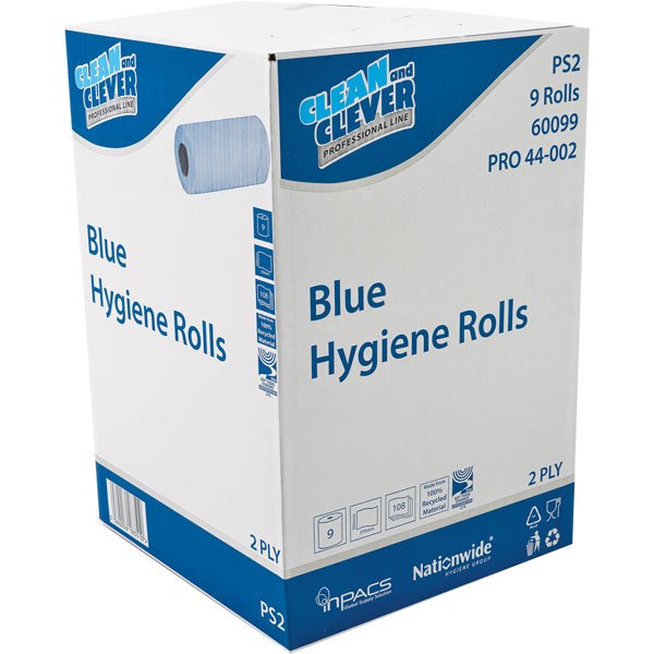 Essentials PS2 Hygiene Wiper Roll Blue 2 Ply 50cmx40m
