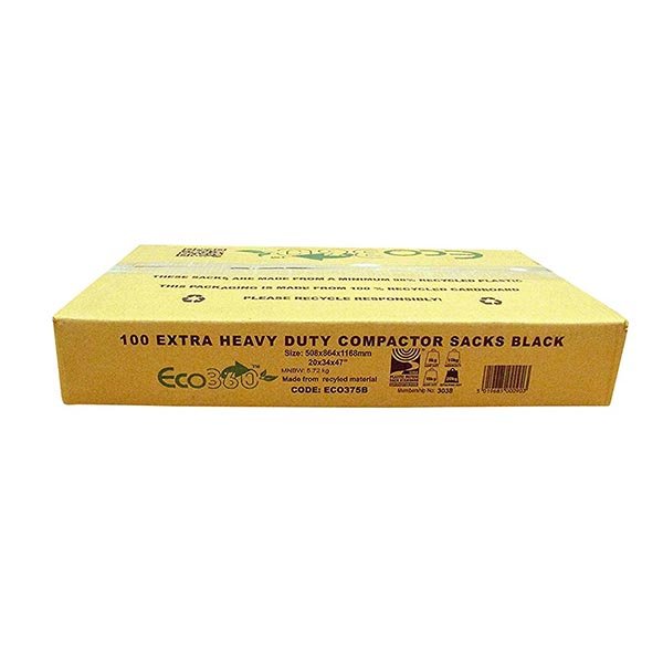 Black Compactor Sack CHSA Extra Heavy Duty 20kg 20x34x47" 508x864x1168mm