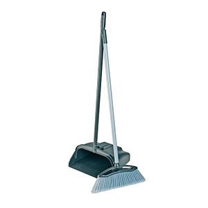 Lobby Dustpan Long Handle With Brush Black/Grey