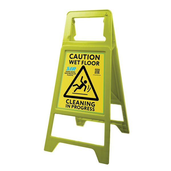Safety Sign A Frame Plastic Caution Wet Floor 100% Recycled Plastic