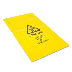 Clinical Waste Bag Yellow with Adhesive Strip 7.8x12" 200x305mm