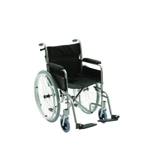 Attendant Propelled Transit Wheel Chair with Footrests 18" 46cm Width Lightweight Aluminium