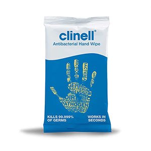 Clinell Antibacterial Hand Wipes Individually Wrapped 20x16cm