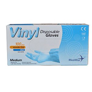 Medirite Vinyl Powder Free Glove Blue Medium