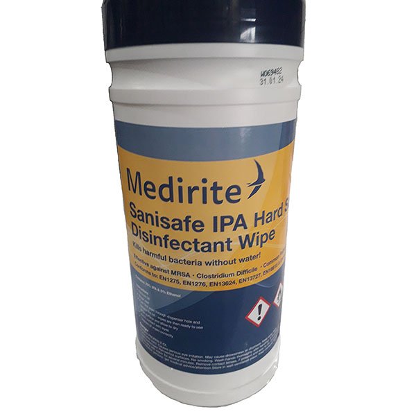Medirite Sanisafe 70% IPA Hard Surface Alcohol Disinfectant Wipe 20x20cm