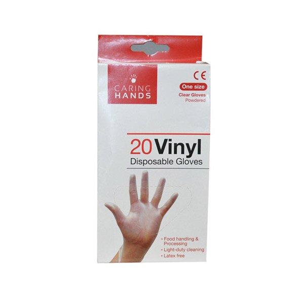 Caring Hands Vinyl Glove Clear One Size