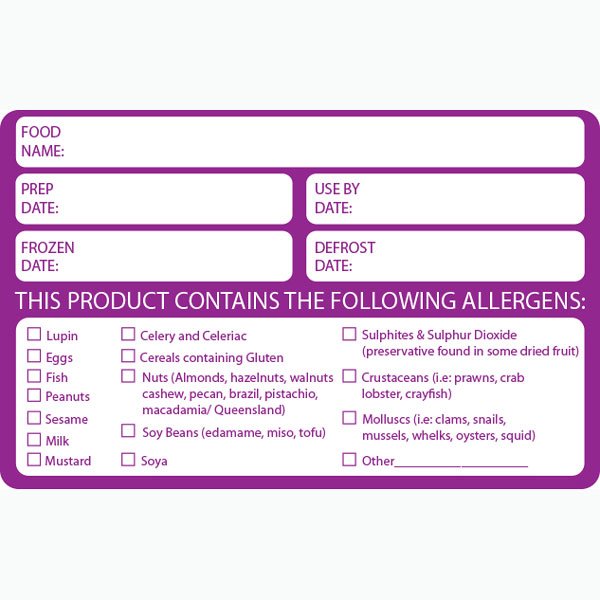 Allergen Alert Prepared Food Label Large 60x95mm
