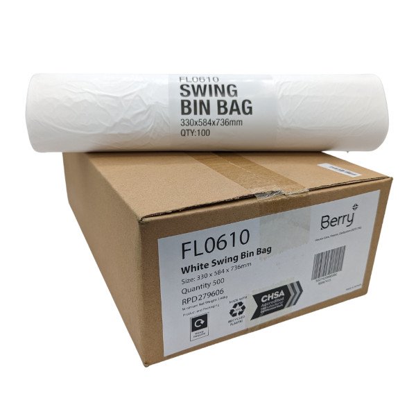 Swing Bin Liner White Medium Duty On A Roll 330x584x736mm