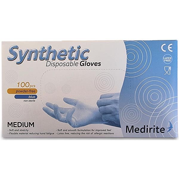 Synthetic Powder Free Glove AQL 1.5 Blue Medium Box 100