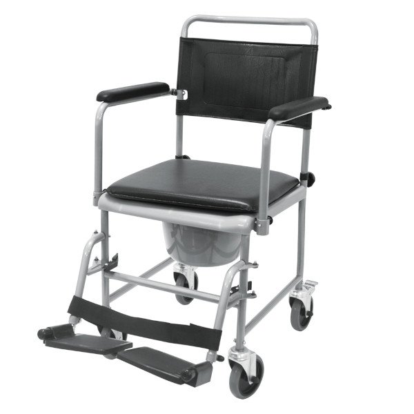 Glideabout Mobile Commode Chair 17in/43cm Seat Width with Removable Foot and Arm Rests