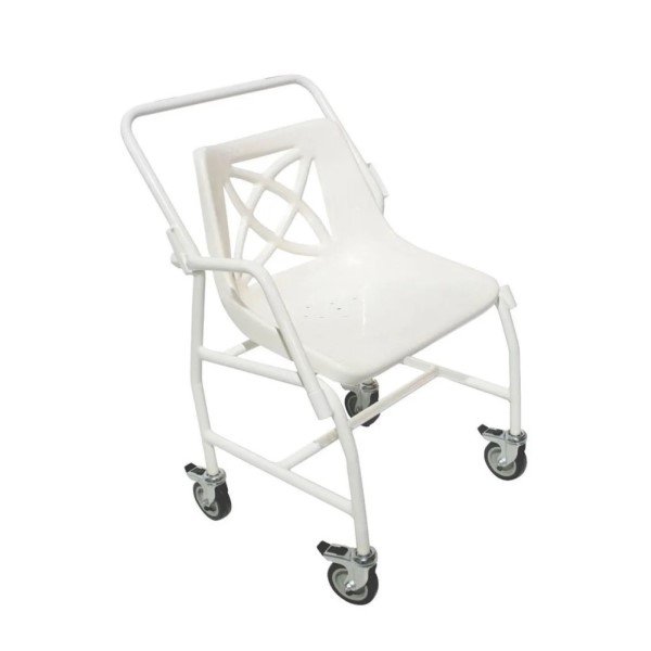 Mobile Shower Chair Detachable Arms with 4 Braked Castors