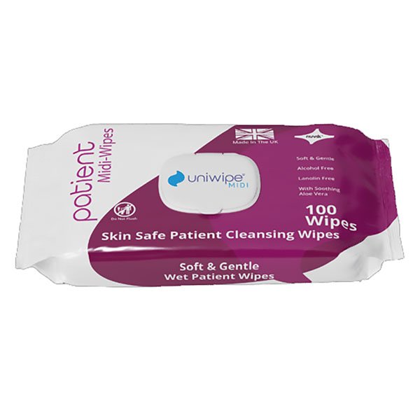 Uniwipe Patient Skin Safe Moist Cleansing Wipe 22x20cm