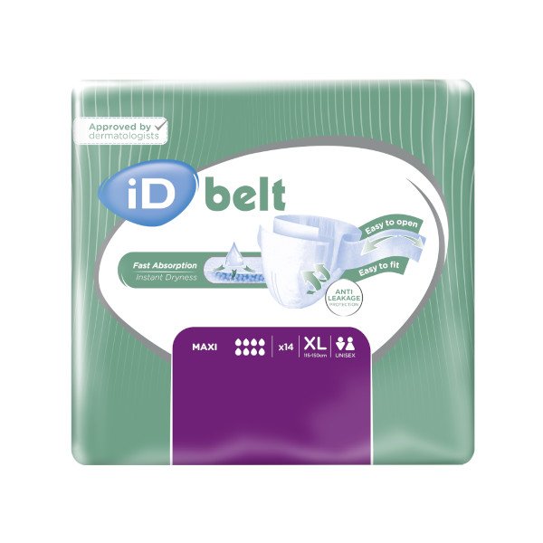 iD Belt Maxi All in One Pad XL Extra Large 115-150cm with Resealable Belt Absorbency: 3400ml