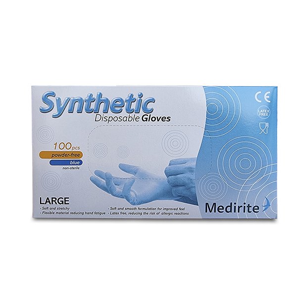 Medirite Synmax Synthetic Powder Free Glove AQL 1.5 Blue Large