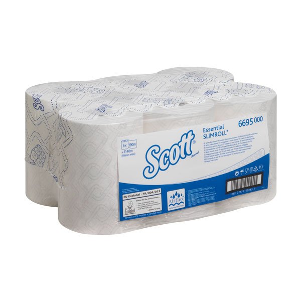 Scott Essential Slimroll Hand Towel Roll White 1 Ply 190m