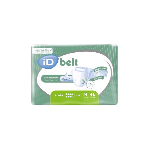 iD Belt Super All in One Pad Medium 70-115cm with Resealable Belt Absorbency: 2100ml