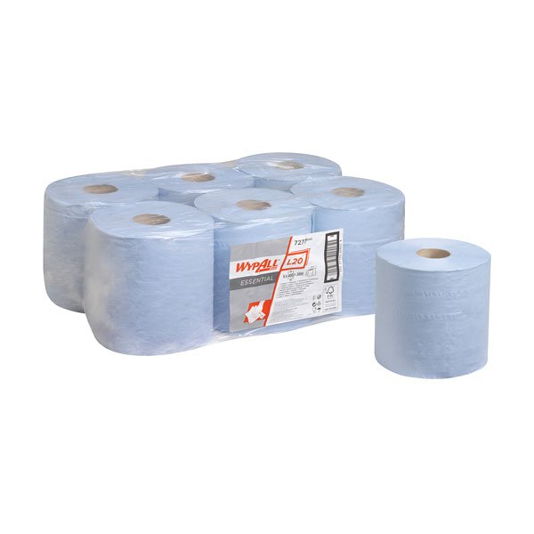 WypAll L20 Cleaning & Hygiene Centrefeed Blue 2 Ply 400 Sheet 38x19.5cm