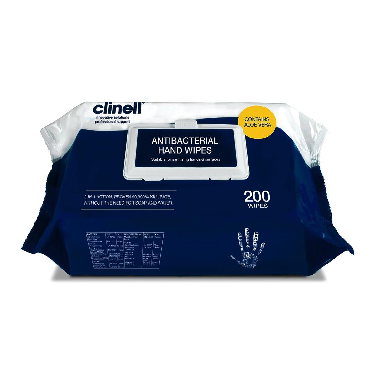 Clinell Antibacterial Hand Wipes 20x27cm