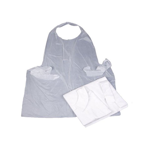White Polythene Apron Premium 16mu 69x117cm Flat Packed
