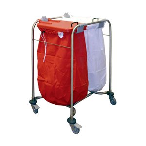 Laundry Cart To Take 2 Bags Red and White Lids 93x66x49cm