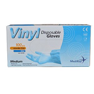 Medirite Vinyl Powder Free Glove Blue Medium