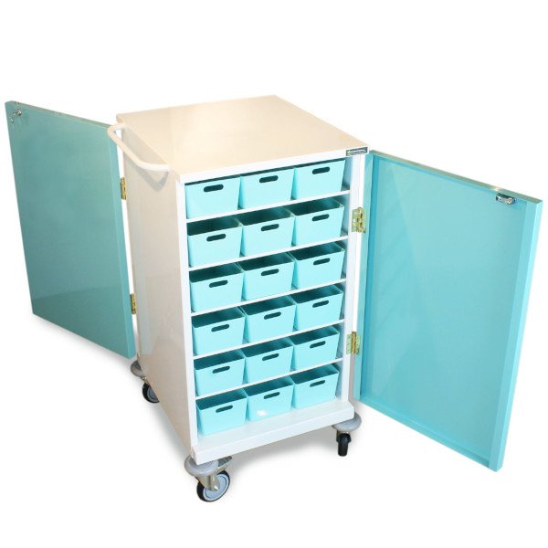 MDS Drug Trolley 36 Tray Original Packaging Medication Double Sided with Cam Lock